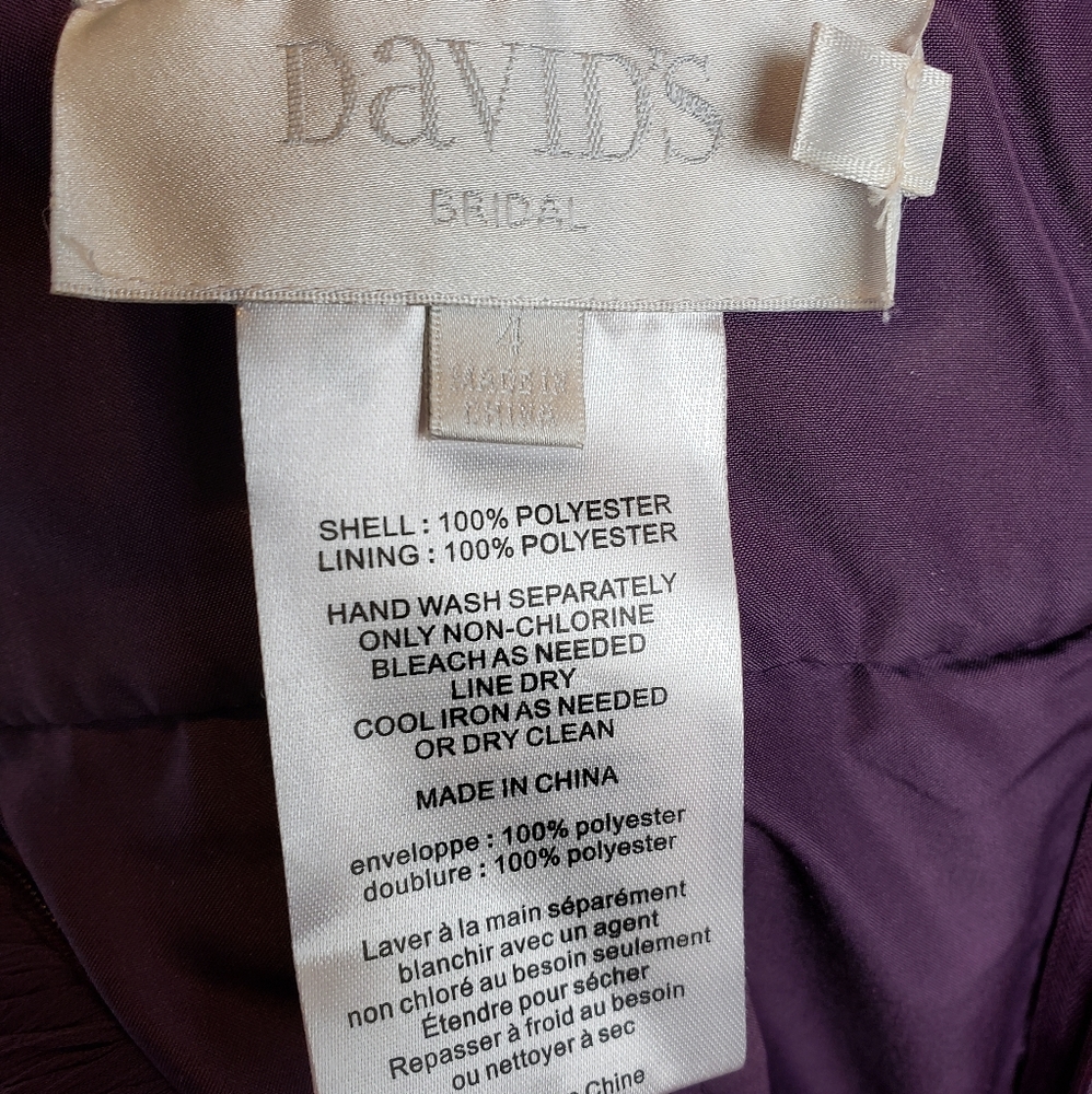 David's Bridal Bridesmaid Floor Length Plum dress Size 4 - Picture 6 of 6